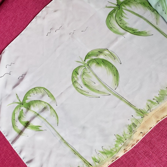 Hand Painted scarf / wrap Beautiful Palms Blue Sky - Picture 6 of 7